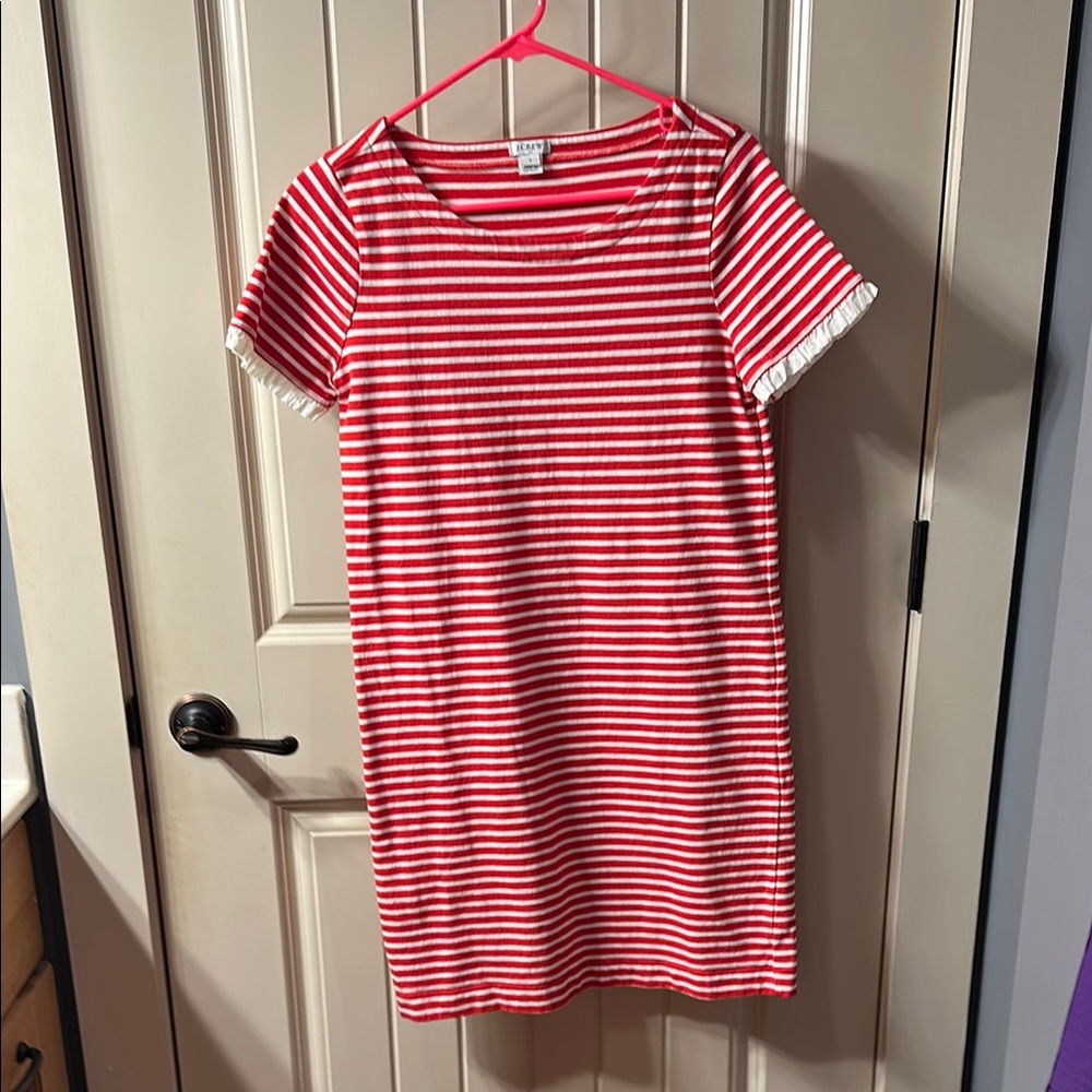 J. Crew Red and White Sheath Mini Dress